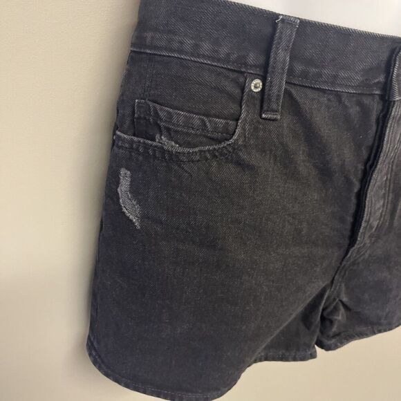 Old Navy High Rise Black Slouchy Straight Distressed Short Button Zip Pockets 12 - Picture 3 of 10